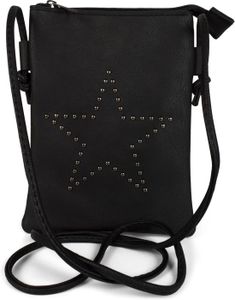 BESACE - SAC REPORTER Noir Mini sacoche avec découpes en forme d'étoile,