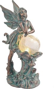 STATUE - STATUETTE   Statue De Fée De Jardin En Bronze Avec Eclairage S