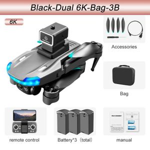 DRONE Noir-Dual6K-Bag-3B-Spara Drone GPS 8K Professionne