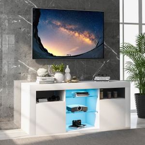 MEUBLE TV Meuble TV Blanc Moderne avec LED Lumière 16 couleu