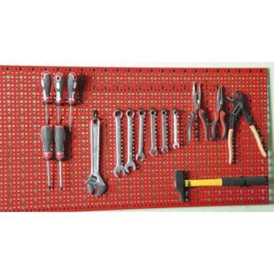 FIXKIT Lot de 3 Panneau 17 Accessoires,Perfor/é Assortiment de Pinces,Paroi Perfor/ée en T/ôle,dAcier Porte Outils Mural,pour dAtelier 120 x 60 x 2 cm