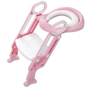 RÉDUCTEUR DE WC Réducteur de WC pliable et réglable pour bébé - QIFAshma - Marches larges - Rose - Charge max 75 kg