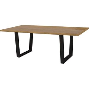 TABLE À MANGER SEULE Table repas - HABITAT ET JARDIN - Hollywood - Chêne/Noir - Rectangle - 200 x 100 x 76 cm