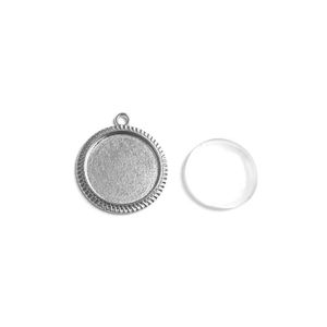 Support Pendentif Argenté pour Cabochon 25mm