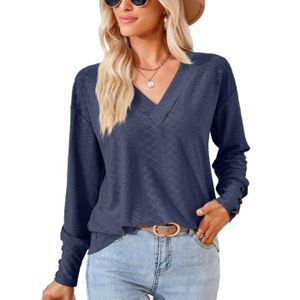 PULL Pull Femme Col V Couleur Unie Casual Pullover Lâch