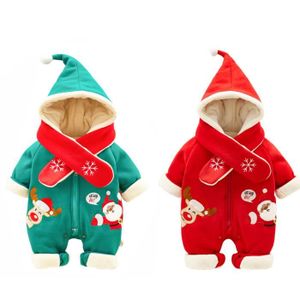 Ensemble de vêtements Combinaison de Noël pour bébé - Barboteuse d'hiver Chaude - Pull Tricoté avec Chapeau - Vêtements de Noël pour Bébé Garçon et Fille