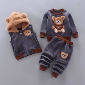 Ensemble de vêtements Bébé garçons filles ensemble de vêtements veste à capuche haut pantalon 3 pièces vêtements tout-petit ensemble chaud