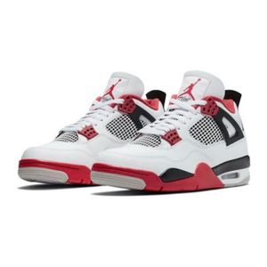 CHAUSSURES BASKET-BALL Nike Air-Jordanx 4 Retro Military Noir Blanc et Noir Femme Homme AJ4 Chaussures de basket-Méca Rouge CD000125