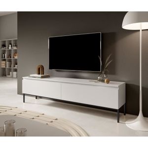 MEUBLE TV Meuble TV Bemmi - 175 cm - blanc et pieds noirs