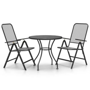 Ensemble table et chaise de jardin Mobilier à dîner de jardin 3 pcs Maille Métal Anthracite A3084713 zhuoshop