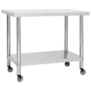 PLAN DE TRAVAIL Table de travail de cuisine avec roues 100x30x85 cm Inox 51637