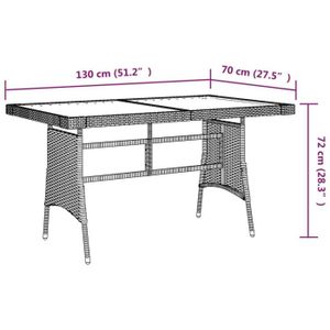 TABLE DE JARDIN  Table de jardin Gris 130x70x72 cm Résine tressée et acacia - YOSOO