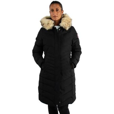 Doudoune longue femme Paragoose noir avec capuche à fourrure XL