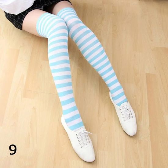 2 Paires Chaussettes Hautes Rayées Femme - Orange/noir, Pour Halloween Et Cosplay