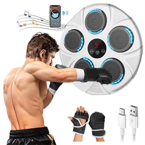 Machine De Boxe Musicale - ZGEER - Vitesse Réglable - Bluetooth - Rechargeable USB - Blanc