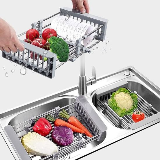 Évier De Cuisine En Inox Encastrable – 1 Bac Avec égouttoir – Dimensions 50x45 Cm – Inclut Siphon Et Panier