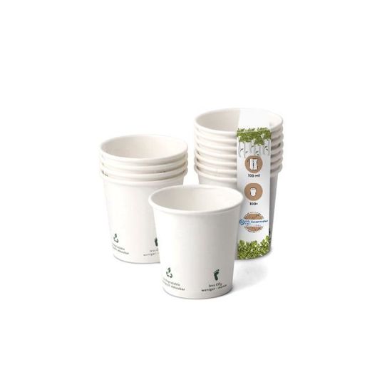 100 Gobelets En Carton Verts Jetables - Écologiques, Résistants Au Chaud Et Au Froid - 2