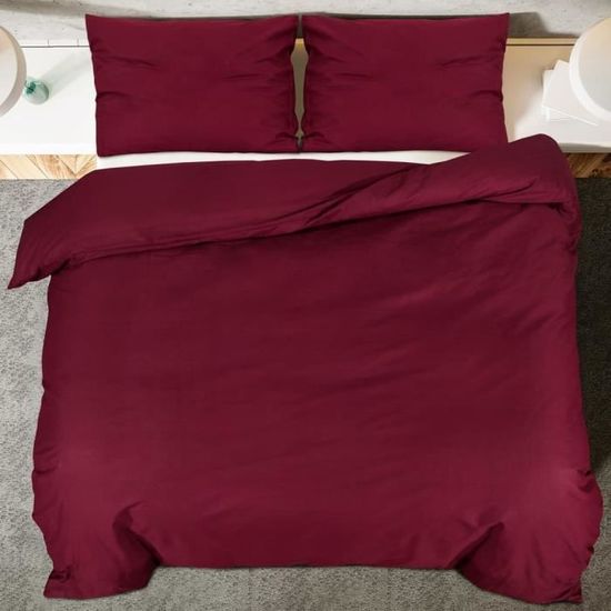 Drfeify Ensemble de housse de couette Bordeaux 200x200 cm Coton TA188