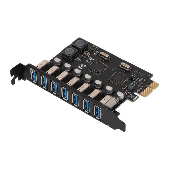 Carte D'extension PCI-E Vers USB 3.0 – 7 Ports USB-A, Pas D'alimentation Externe, Pour PC Fixe