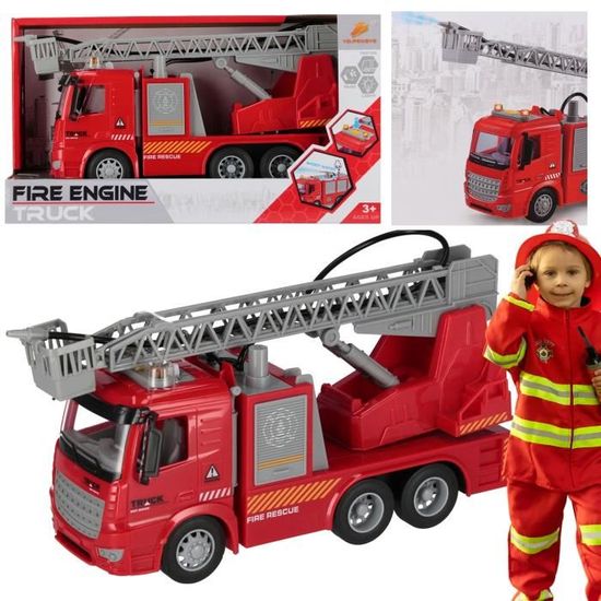 Camion De Pompiers Jouet DeAO Avec Figurines - 31 Cm, Lumières Et Sirènes - Ensemble De Secours Éducatif Pour Enfants 3,4,5 Ans - Cadeau Anniversaire, Noël