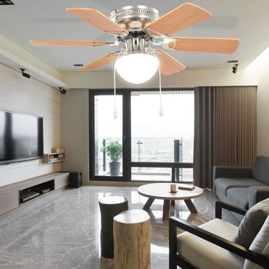 Intimiste Luxueux Haute qualité Magnifique Economique Jardin Ventilateur de plafond orné avec lumière 82 cm Marron clair