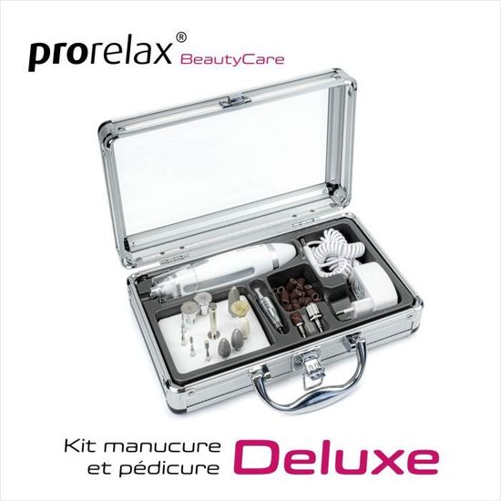 prorelax Kit manucure et pédicure DELUXE - PRORELAX - 15 accessoires en acier chirurgical - Blanc