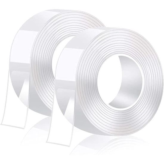 Lot de 2 Ruban adhésif double face Extra Fort 3M- Multifonctionnel
