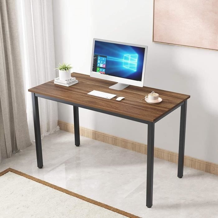 sogesfurniture Bureau Informatique en Bois et Acier Meuble de Bureau pour Ordinateur Poste de Travail Table d’étude Table Salle à Manger pour Maison Bureau 138x55x75cm,Noir AC3B-140-SF 