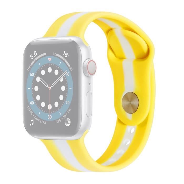 Bracelet Pour Montre Connectée Couleur Stripe Montre Sangle Pour Apple Watch Series 6-5-4-SE 40mm-Watch Series 3-2-1 38mm- Jaune