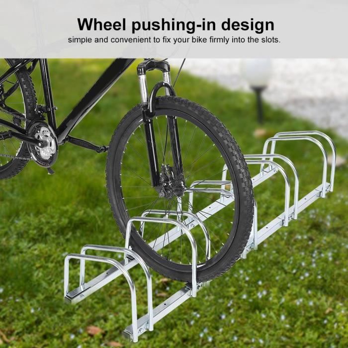 Râtelier Range-Vélo au Sol Support de Rangement durable pour longtempsutilisation à long terme pour 5 Vélos VTT