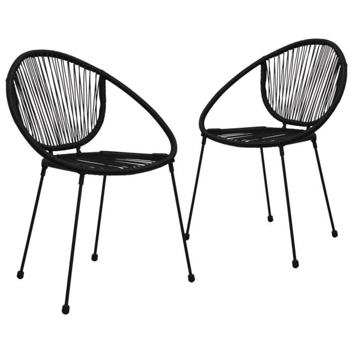 Chaises de jardin 2 pcs PVC Rotin Noir