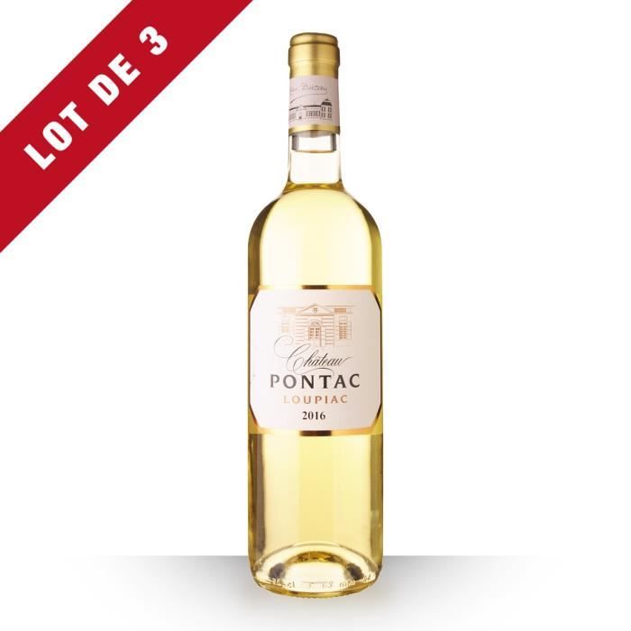 Lot de 3 - Château Pontac 2016 AOC Loupiac - 3x75cl - Vin Blanc