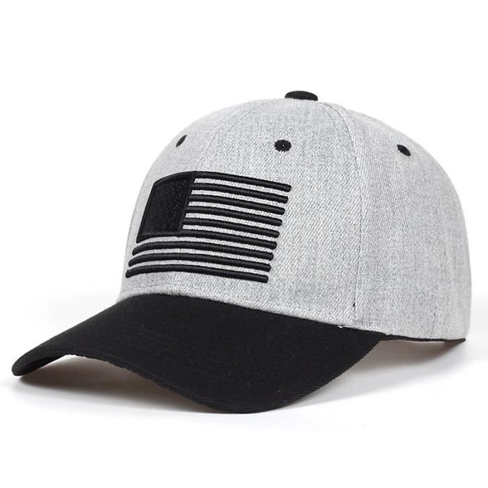 Étoiles et Rayures Broderie Plat USA Casquette De Baseball Hommes Gorras Snapbacks Drapeau 3D Ourdoor Hip Hop Snapback Cap Gris et