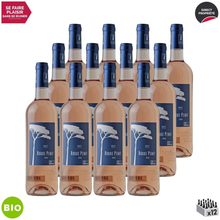 Cévennes Rosé 2020 - Bio - Lot de 12x75cl - Roque Penat - Vin IGP Rosé de la Vallée du Rhône - Cépages Grenache, Niellucciu