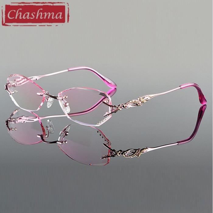 Montures de Lunettes de vue,Chashma lunettes de lecture sans monture Teinte de luxe, verres de myopie coupe de diamant - Type Rose