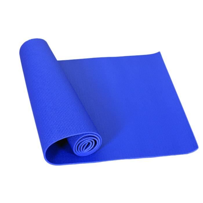 Yoga D'Exercice Antidérapant Entraînement Pilates Tapis de Yoga avec Sangle de Transport Bleu 173X61X0.6cm