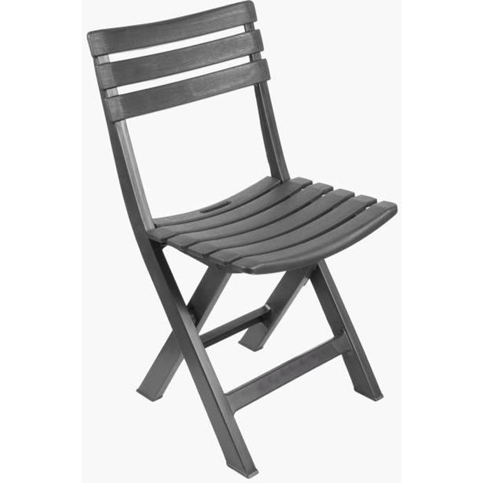 CHAISE FAUTEUIL DESIGN PLASTIQUE PLIANT GRISE