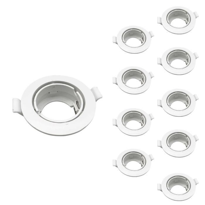 Support Spot Encastrable GU10 LED Orientable Rond BLANC (Pack de 10)