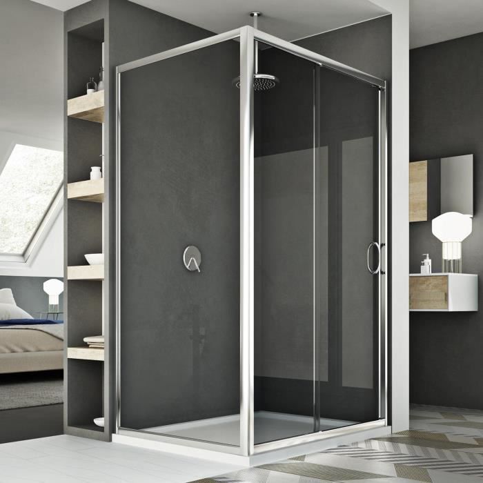 Cabine Douche 80x100 CM H185 transparent modèle Replay Duo 1 Portillon