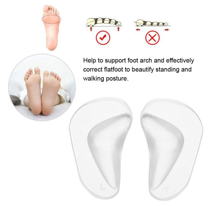 Alomejor Semelles orthopédiques Pieds en silicone orthopédiques Coussin de soutien de la voûte plantaire Coussin de semelles de