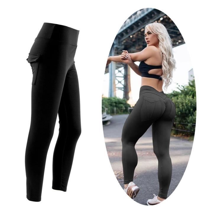 ZJCHAO pantalons de sport Femmes Yoga Gym Pantalon de sport Hip Push Up Leggings Fitness Workout Stretch (Noir XL)
