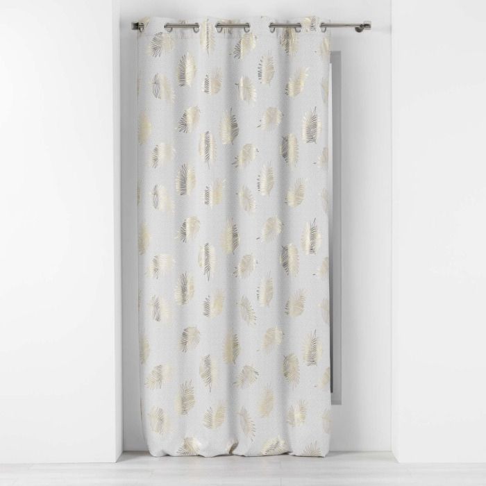 CDaffaires rideau a oeillets 140 x 260 cm polyester imprime metallise sunny gold