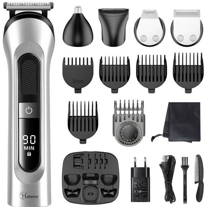 HATTEKER Tondeuse à cheveux 5 EN 1 pour hommes Kit de tondeuse à cheveux, Kit de coupe de cheveux professionnel Tondeuse à barbe