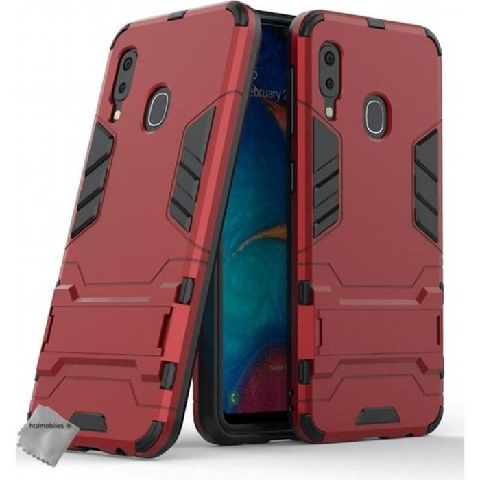 Coque rigide anti choc pour Samsung Galaxy A20e + film ecran - ROUGE