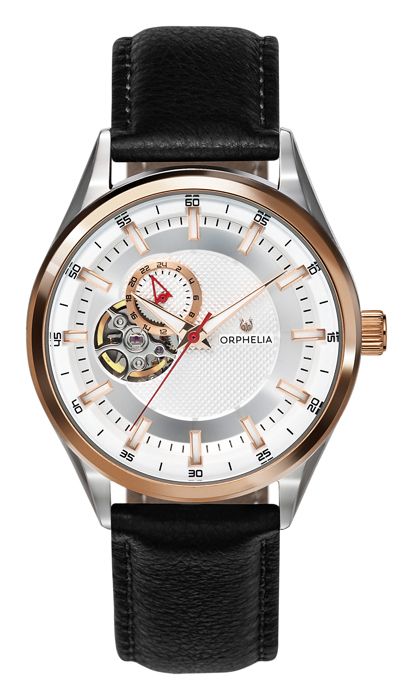 ORPHELIA - Montre Homme - Automatique Analogique - Bracelet Cuir Noir - OR91802