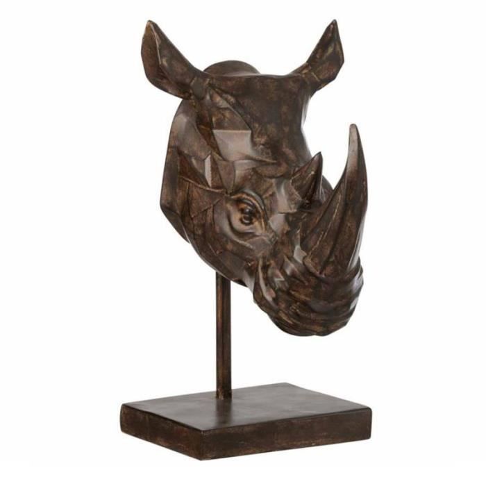 Statue Déco En Résine -rhinocéros- 44cm Marron - Paris Prix