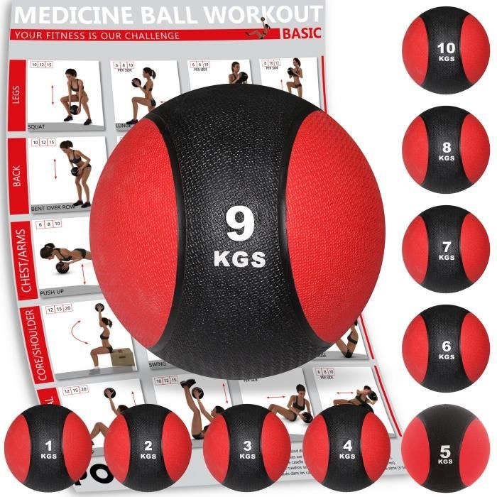 Médecine Ball de 1 kg à 10 kg (9 kg)