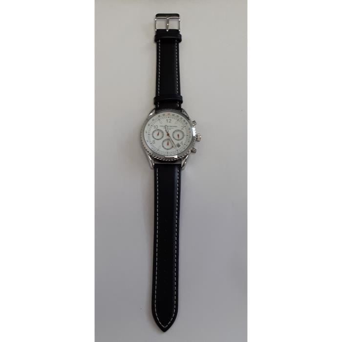 VUILLEMIN REGNIER Montre Hommes CHRONOGRAPHE Réf 000QI Cuir véritable Noir