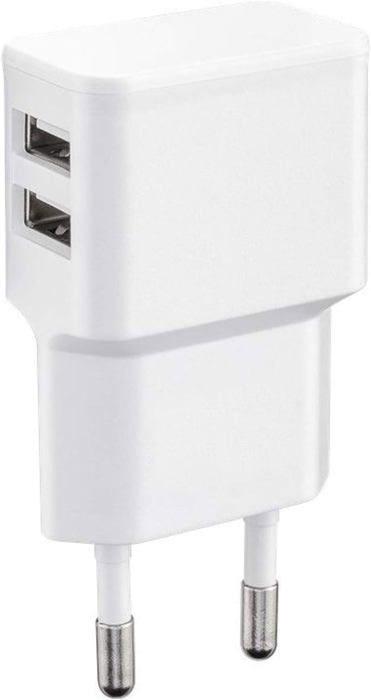 Lot De 2 Chargeurs Secteur Universels Voyage - 100-240V - Compatible Tous Smartphones - Blanc, Design Slim - Fabriqué En France