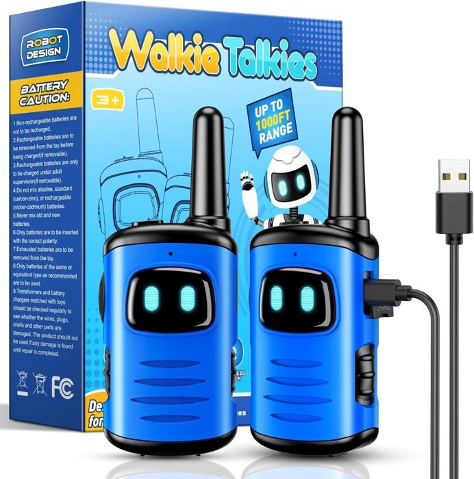 IKidiki Talkie-Walkie Enfants Rechargeables – Design Astronaute, Portée 300 M – 2 Canaux – Cadeau Garçon Fille 3-12 Ans